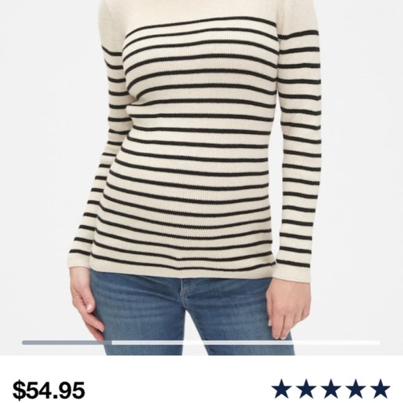 Gap Maternity Medium Navy Blue Stripe Button-shoulder Sweater NWT - Picture 2 of 6